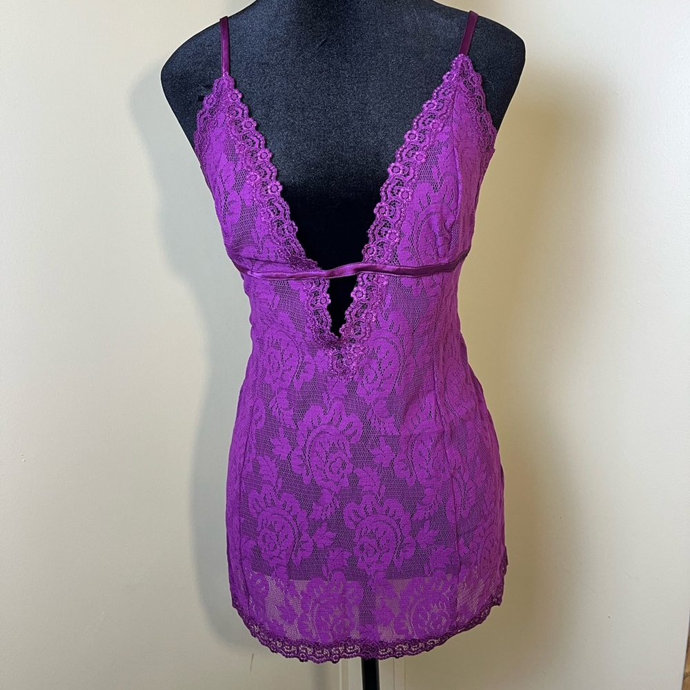 Victoria's Secret Vibrant Purple Lace Chemise